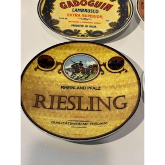 BIA Cordon Bleu Appetizer Plates Wine Labels Porcelain 6" Colorful Serveware - Picture 4 of 11